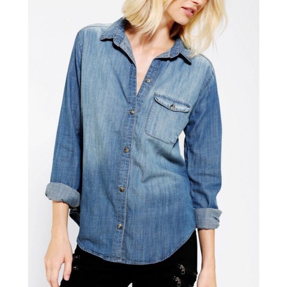 Urban Outfitters Tops - 34. UO Bdg chambray button down long sleeve shirt